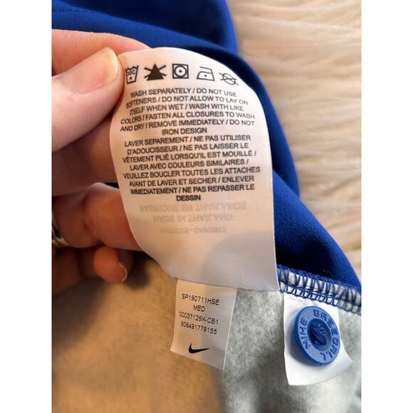 Nike Dri-Fit Mens Royal Chicago Cubs Jersey Button-Up Hoodie Blue Gray SZ Medium - Picture 14 of 15